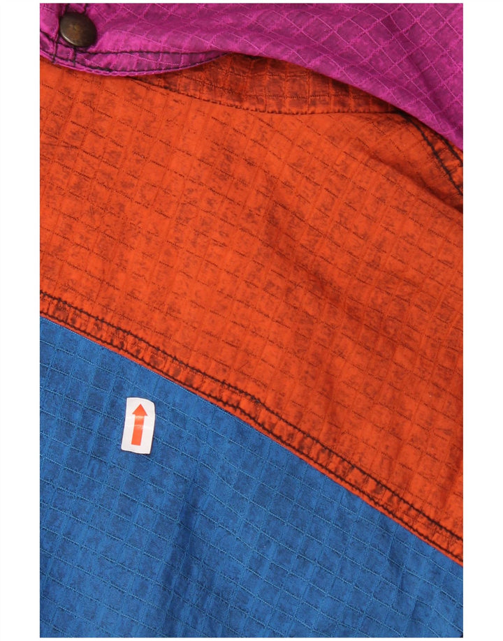 Vintage Ski Jumpsuit til mænd med hætte IT 52 Stor blå farveblok polyamid