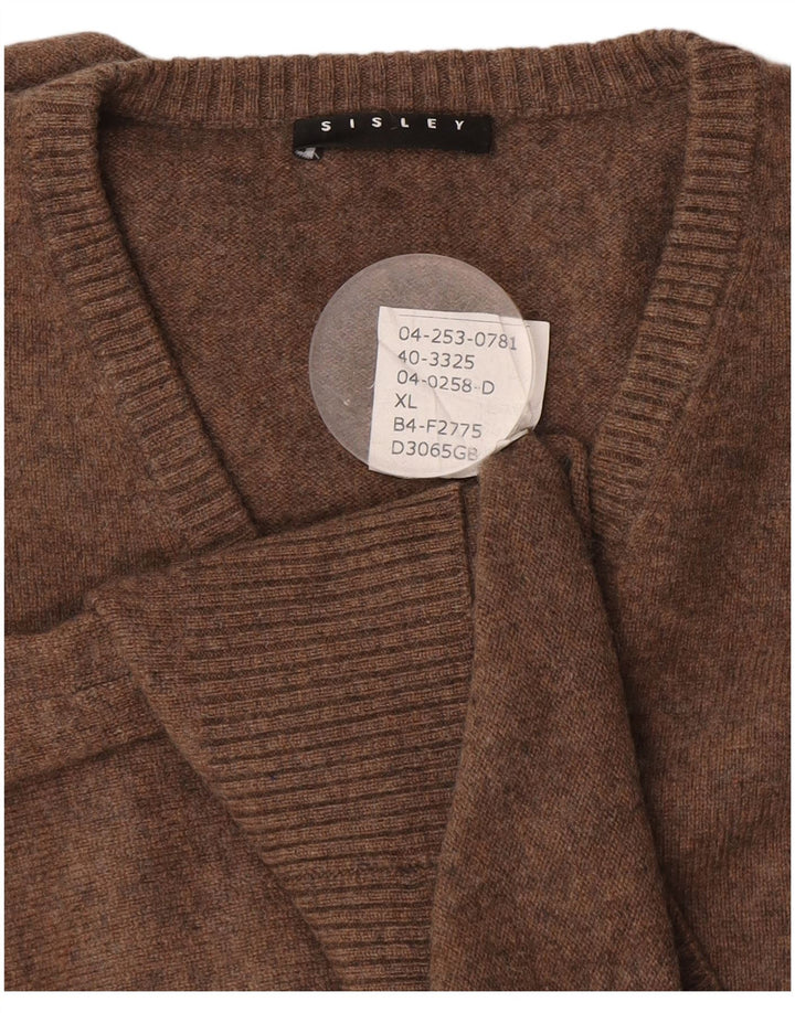 Sisley Dame V-hals sweater UK 18 XL Brun