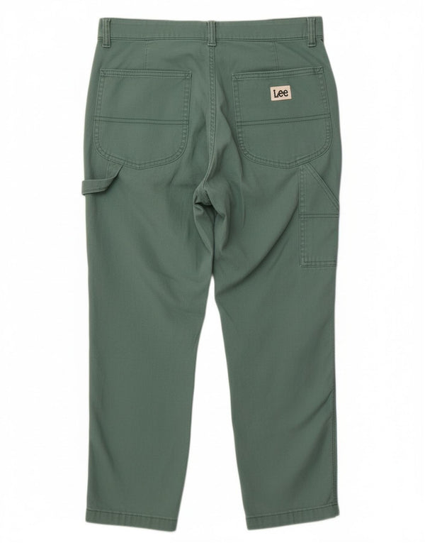 Lee Womens High Waist Straight Cropped Trousers US 10 Large W32 L24 Green