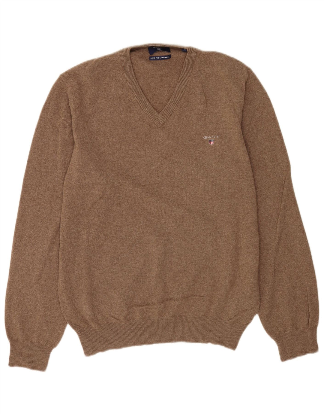 Gant Herre V-hals sweater Medium brun lammeuld