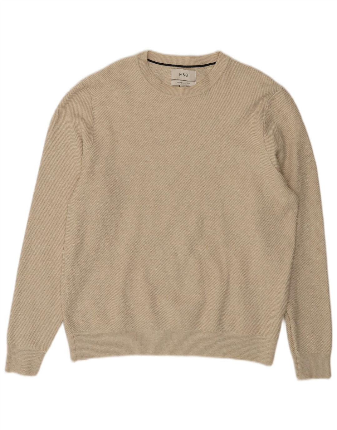 Marks & Spencer Herre sweater med rund hals, stor beige polyester