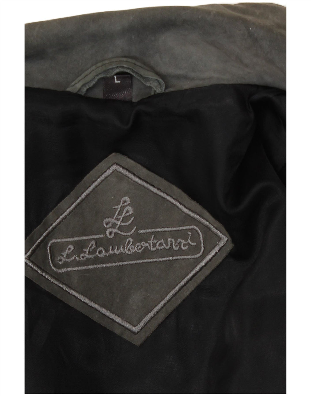 L.Lambertazzi Herre Læderjakke UK 40 Stort Grå Læder