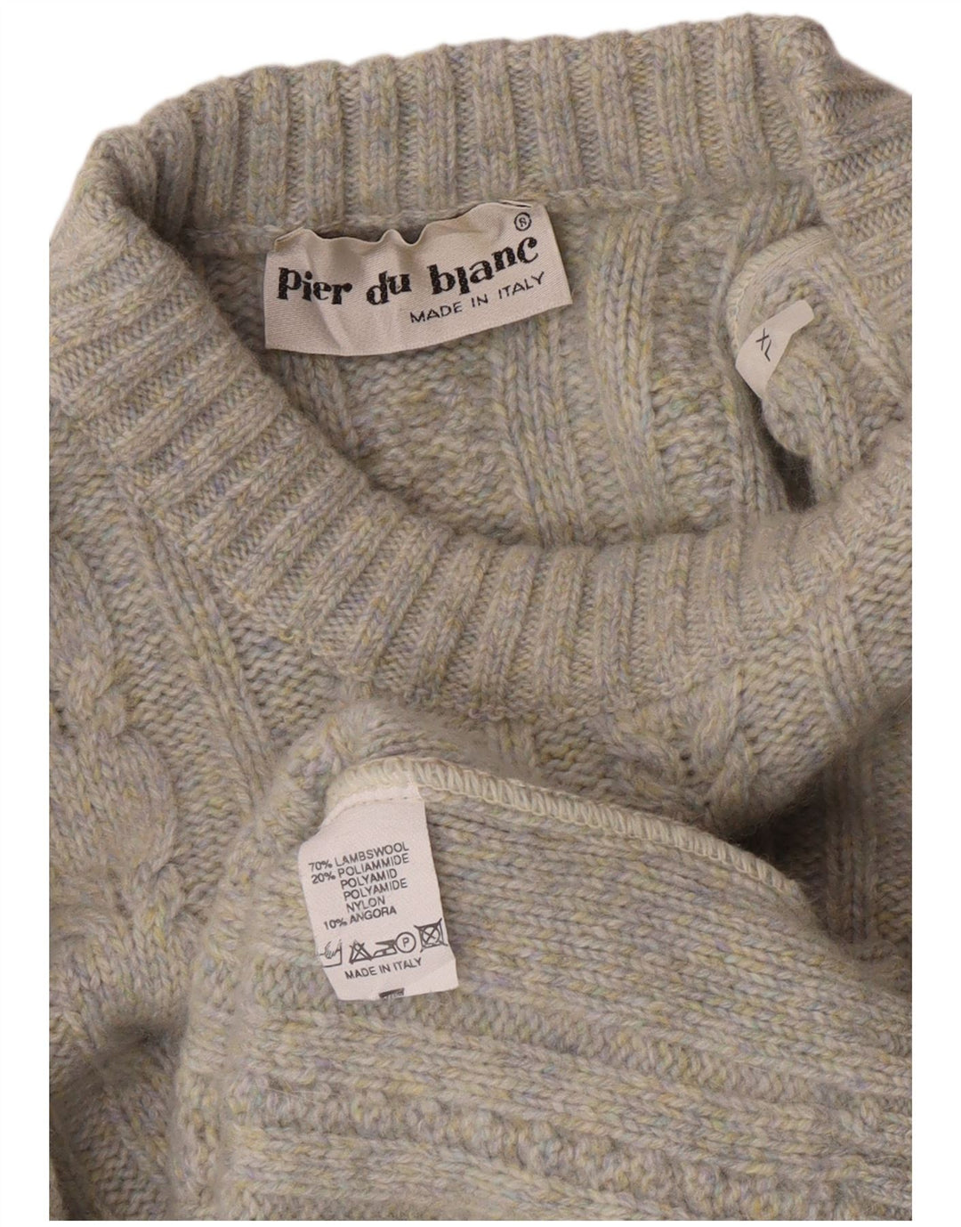 Vintage sweater med rund hals til mænd XL Grå Flecked Lammeuld