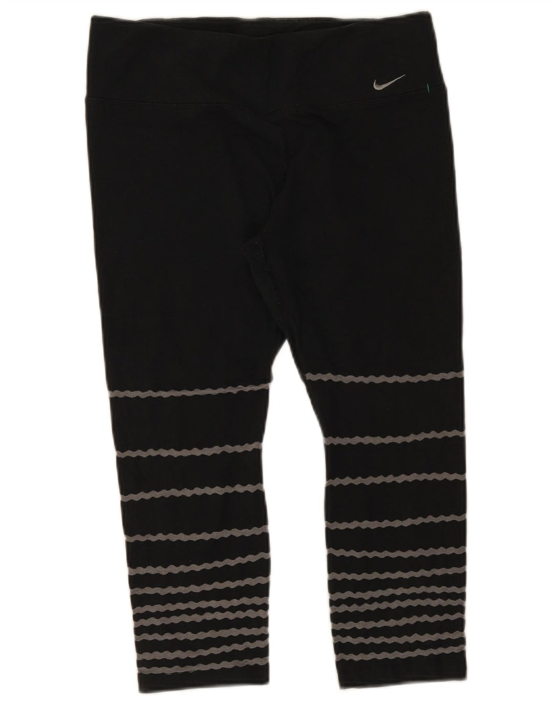 Nike Dame Capri Leggings UK 14 Stor sort stribet bomuld