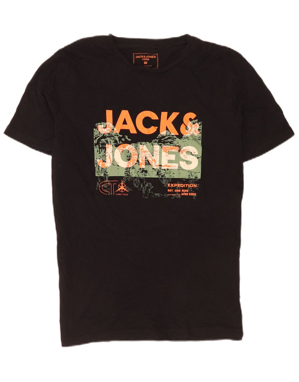 Jack & Jones Mens Graphic T-Shirt Top Medium Black Cotton