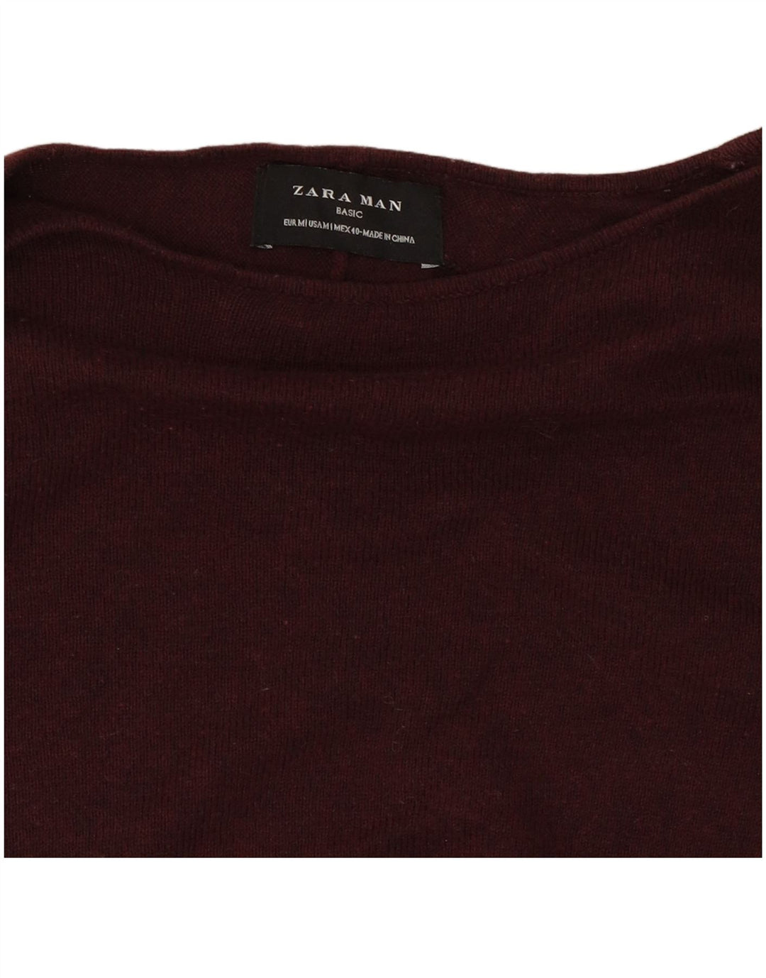 Zara Herre Boat Neck Jumper Sweater Medium Burgundy