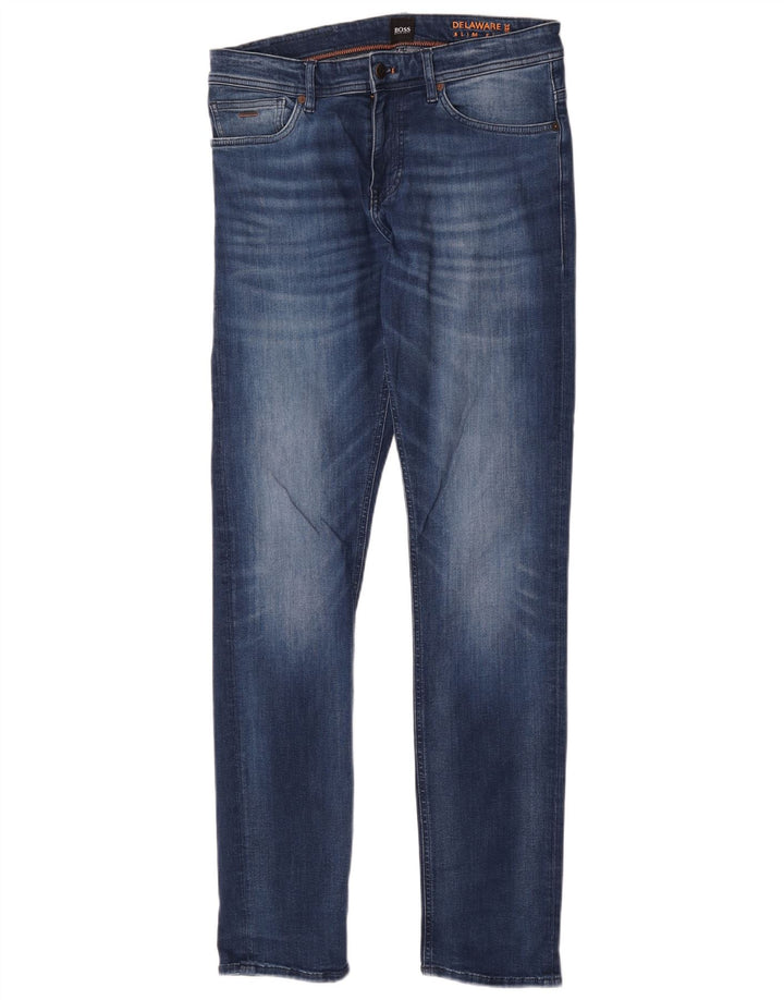 Hugo Boss Dame Delaware Slim Jeans W32 L34 Blå Bomuld