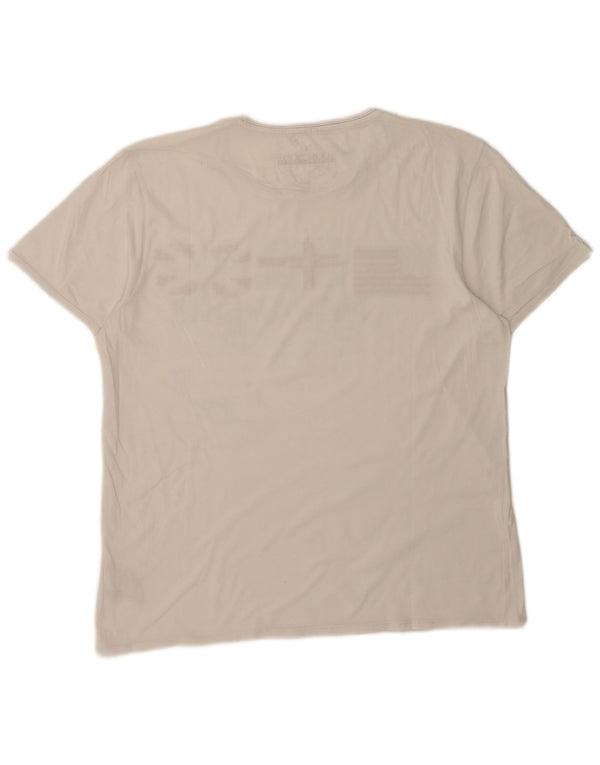 Napapijri Herre Geographic Graphic T-Shirt Top XL Hvid Bomuld