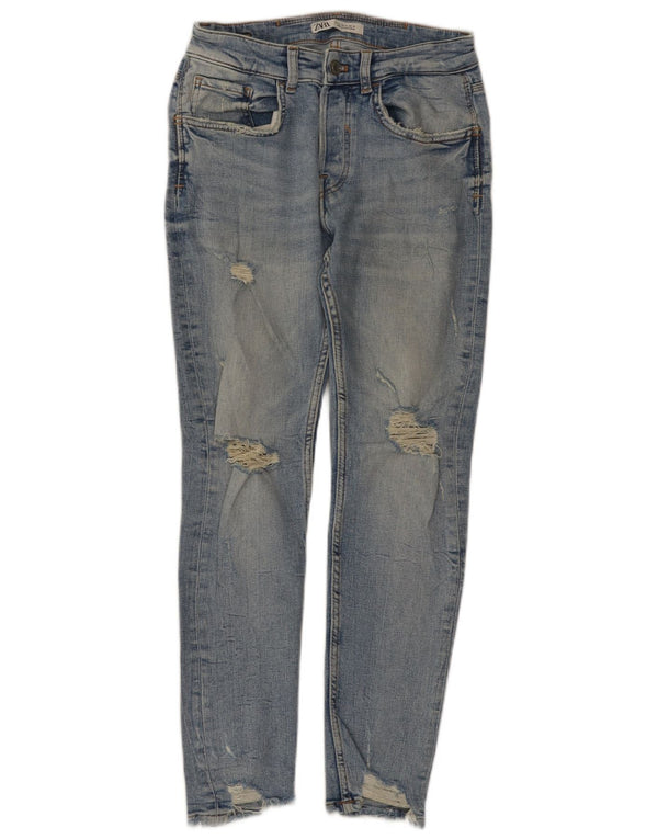 Zara Mens Distressed Skinny Jeans EU 38 Small W30 L28 Blue Cotton