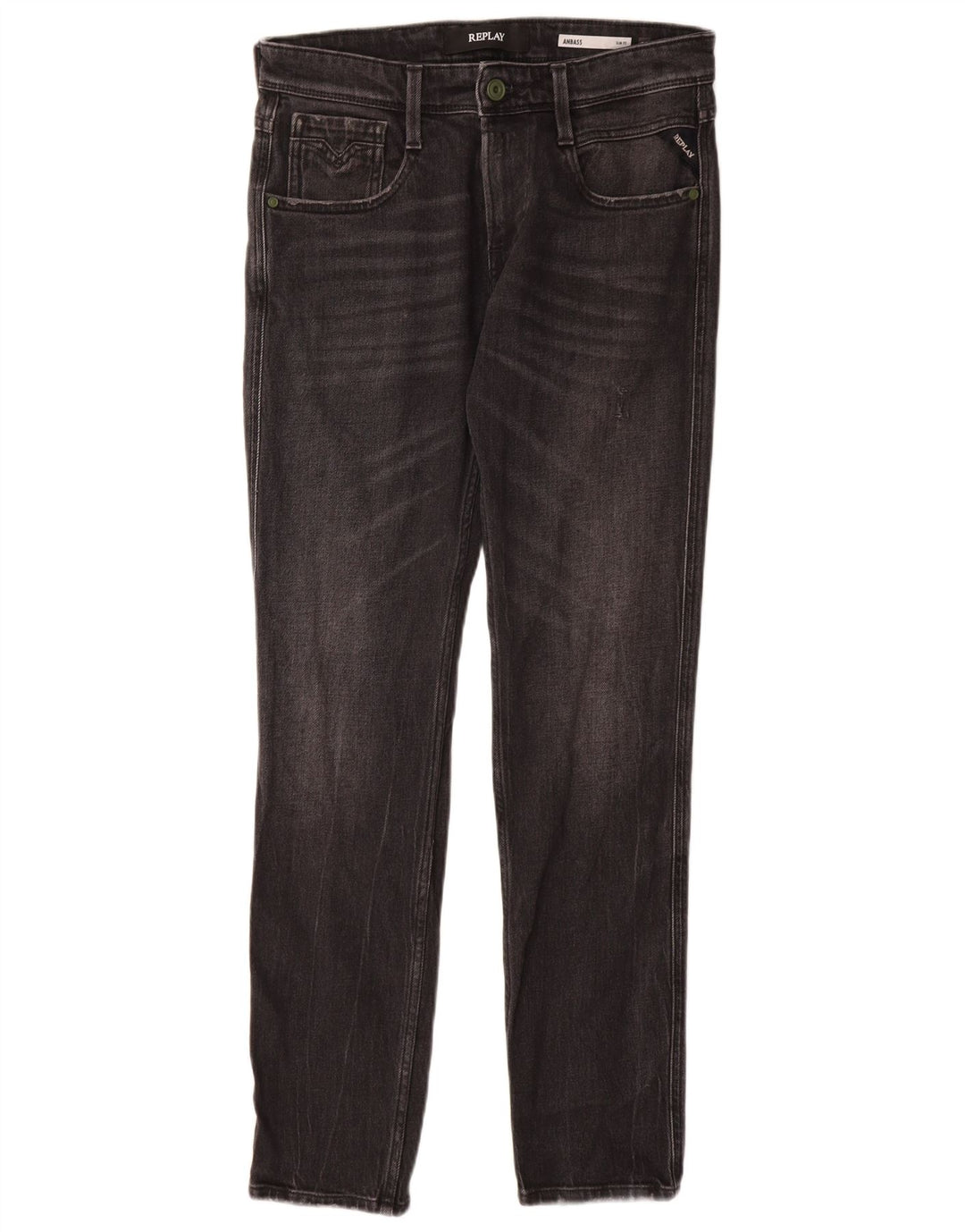 REPLAY Herre Anbass Slim Jeans W29 L30 Sort Bomuld