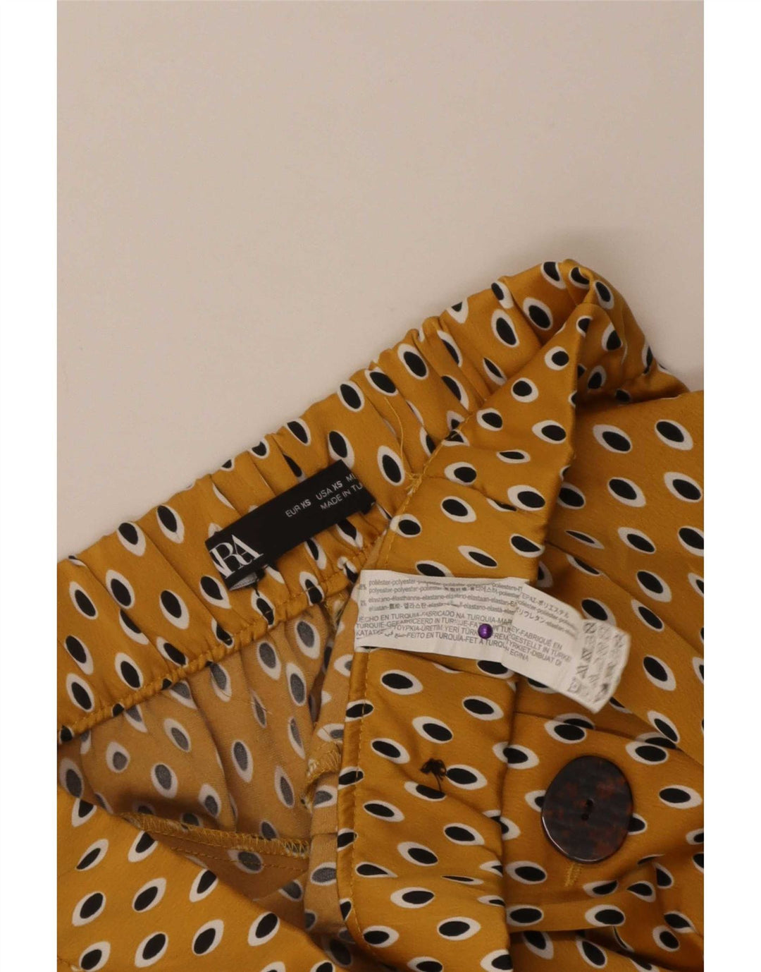 Zara Dame Capri Bukser XS W24 L21 Gul plettet polyester