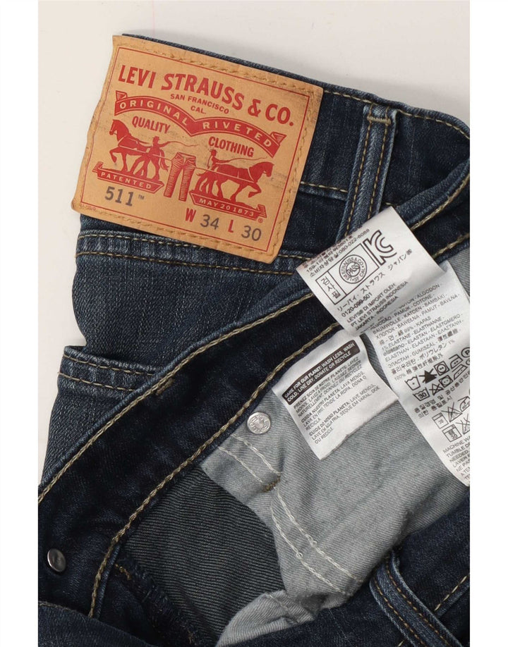 Levi's Herre 511 Slim Jeans W34 L30 Marineblå Bomuld