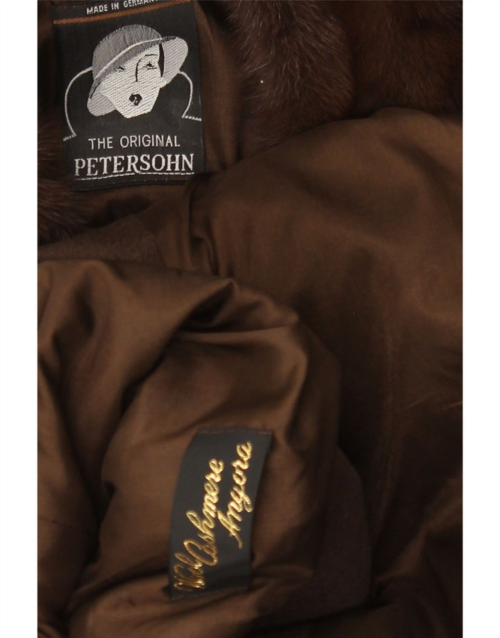 VINTAGE Dame Oversized Overfrakke UK 14 Stor Khaki Wool