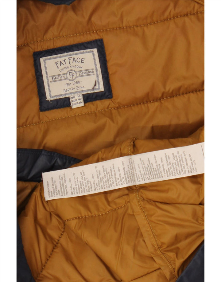 Fat Face Dame Hætte Polstret Jakke UK 14 Large Navy Blue Nylon