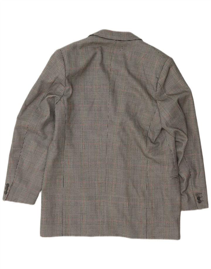 VINTAGE Herre 3-knaps blazerjakke UK 38 Medium Grey Houndstooth