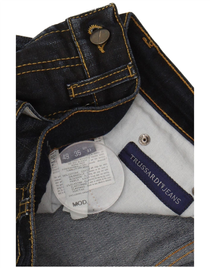 TRUSSARDI Mens Straight Jeans W33 L32 Navy Blue Cotton