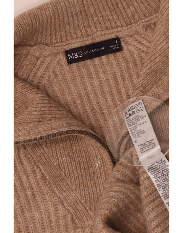 Marks & Spencer Dame sweater med lynlås-hals UK 10 Små brune flækkede