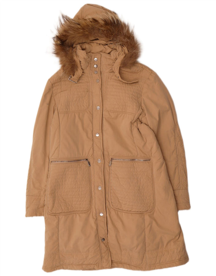 MARINA YACHTING Womens Hooded Padded Coat IT 44 Medium Beige Polyamide