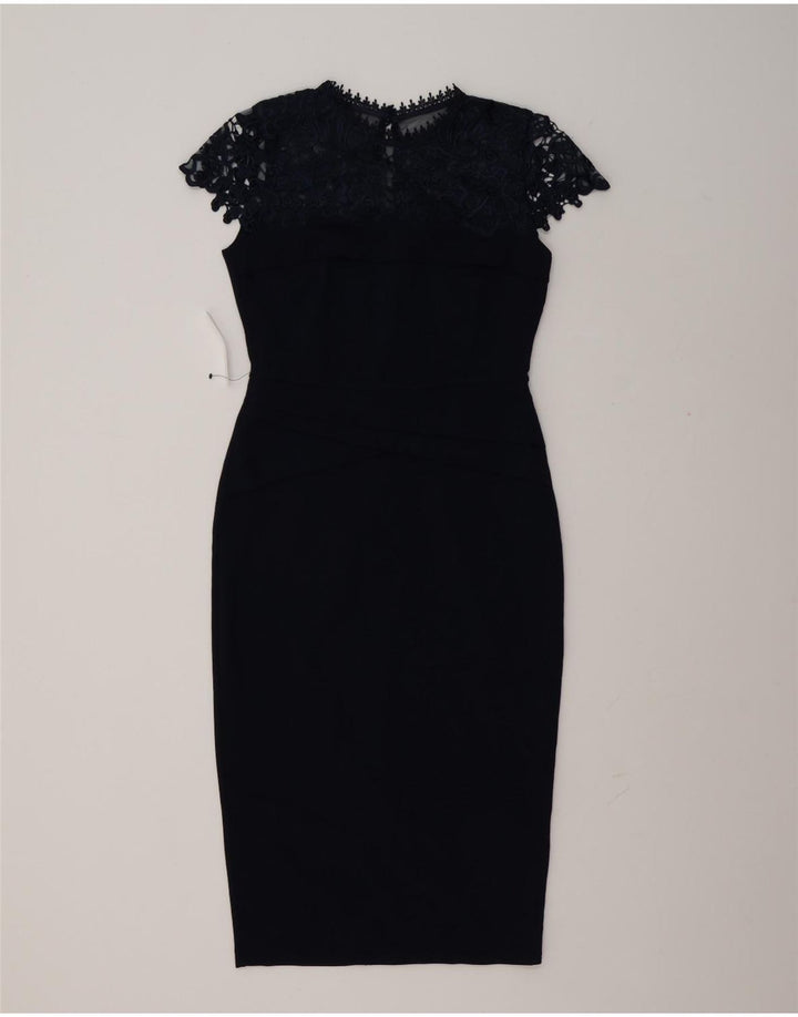 Lipsy Womens Bodycon Dress UK 10 Small Navy Blue Polyester