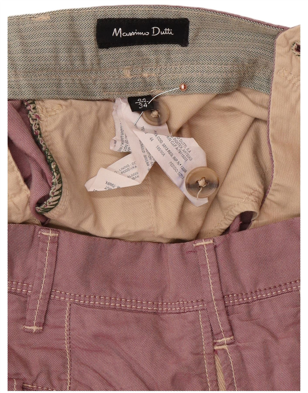 MASSIMO DUTTI Herre Chinobukser EU 44 Large W34 L31 Pink Classic