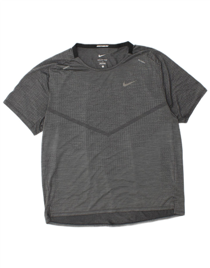 Nike Herre Dri Fit T-Shirt Top Stor Grå Polyester