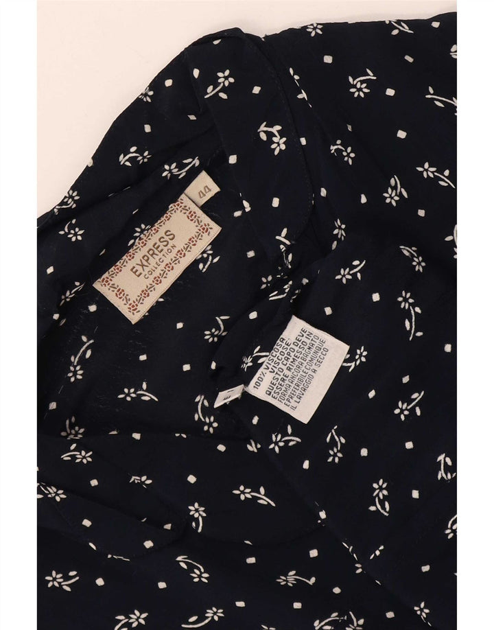Express Dame Kortærmet Bluse IT 44 Medium Navy Blue Floral