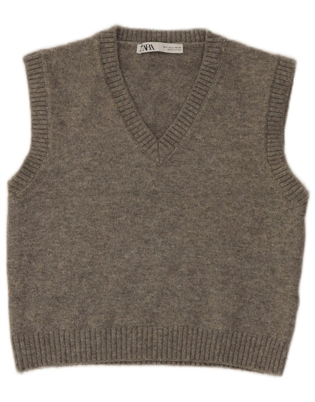 Zara Dame Vest Tank Top UK 10 Lille Grå Polyester