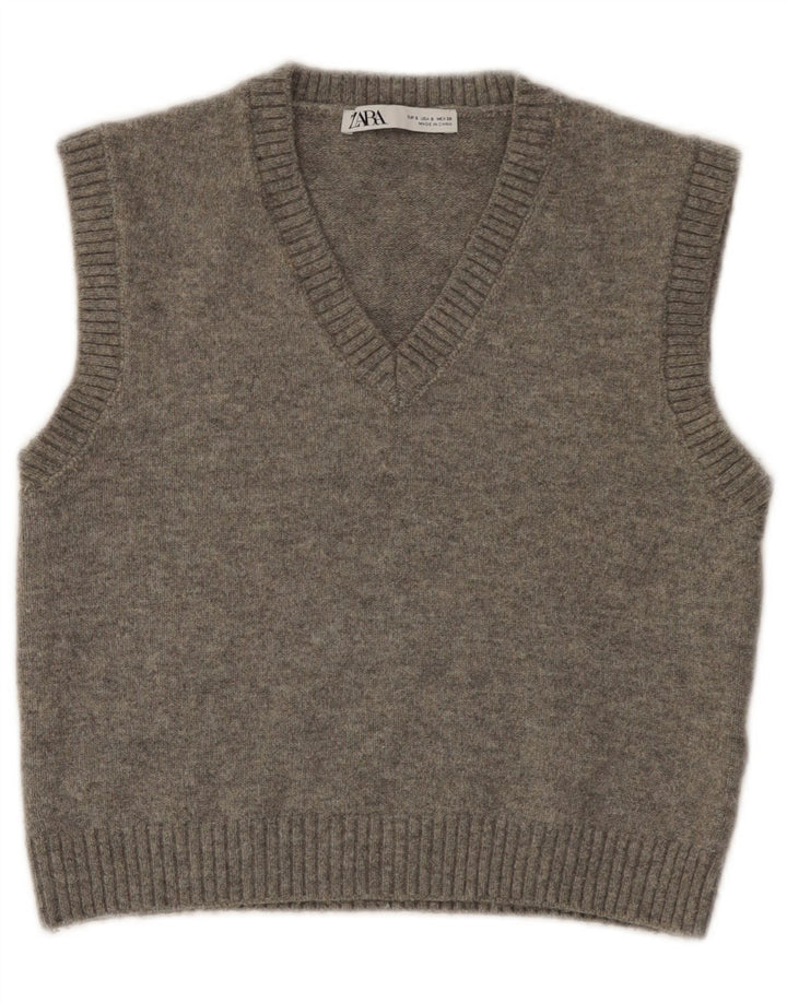 Zara Dame Vest Tank Top UK 10 Lille Grå Polyester