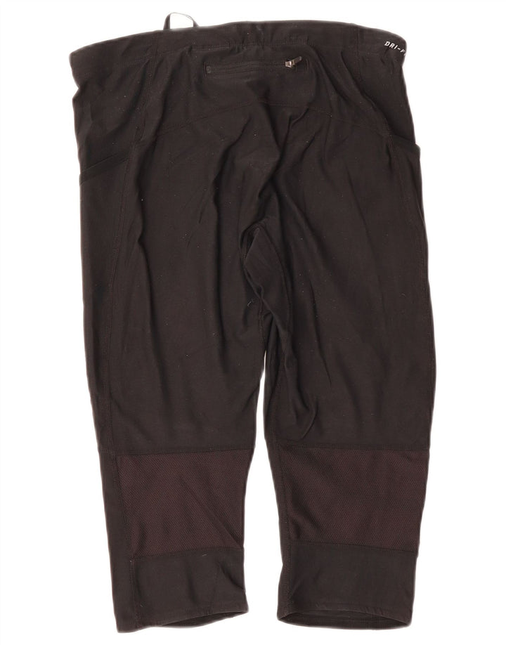 NIKE Dame Dri Fit Capri træningsdragt Bukser UK 14 Stor sort polyester