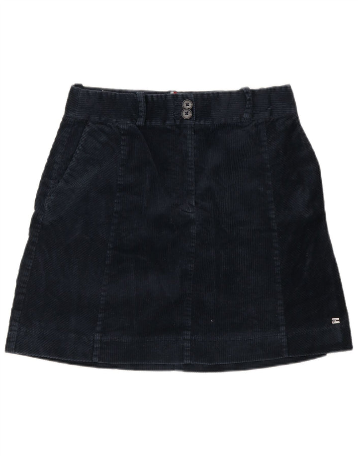 Tommy Hilfiger dame fløjlsnederdel US 8 Medium W28 Marineblå bomuld