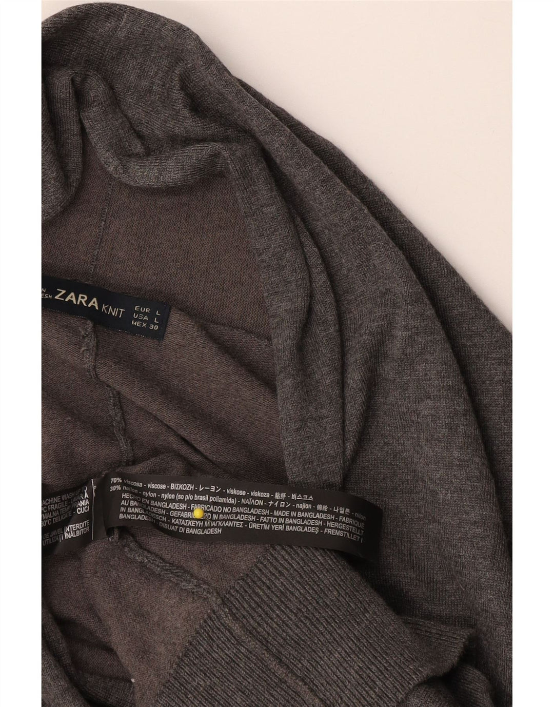 Zara Dame oversized cardigan sweater UK 16 Large Grå Viscose