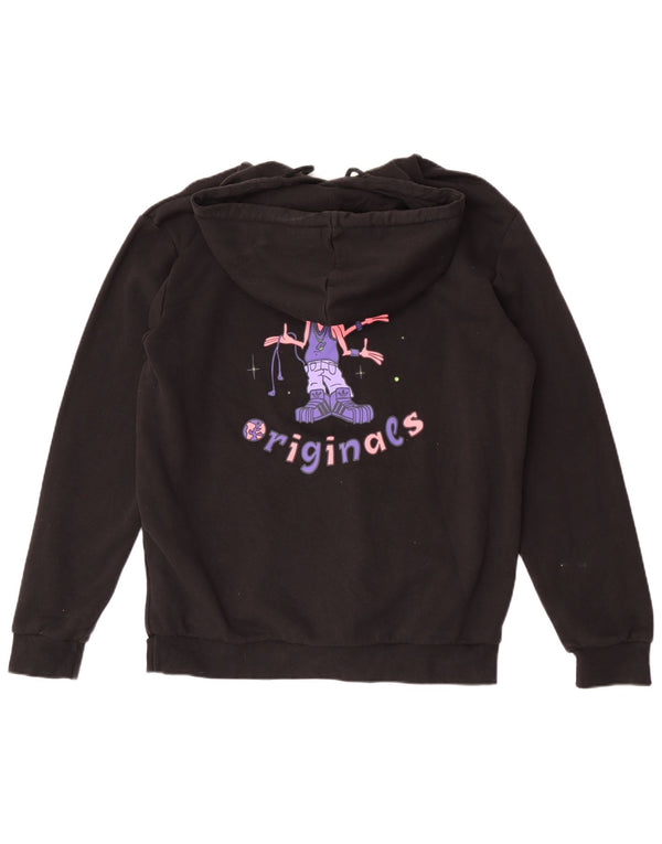 Adidas Graphic Hoodie Jumper UK 16 Large Black Bomuld