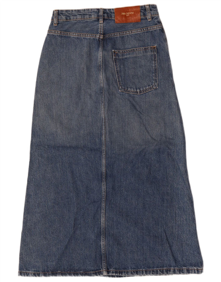 Zara Dame Denim Nederdel Lille W26 Blå Bomuld