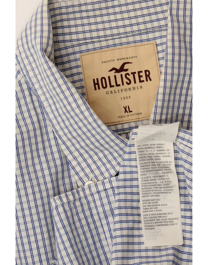 HOLLISTER Herreskjorte XL Blå ternet bomuld