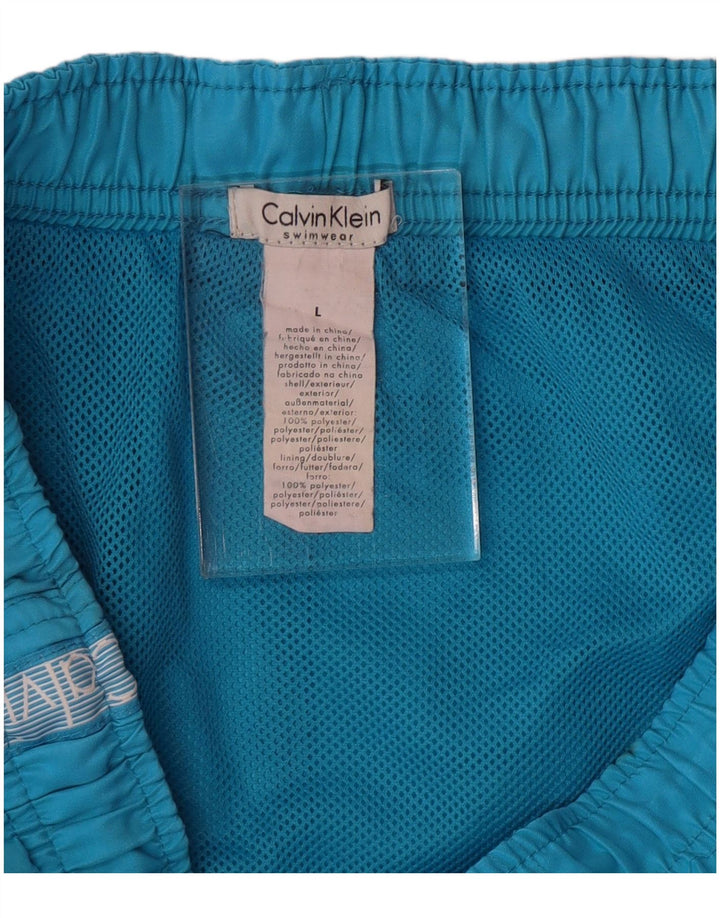 CALVIN KLEIN Grafiske badeshorts til mænd store blå polyester