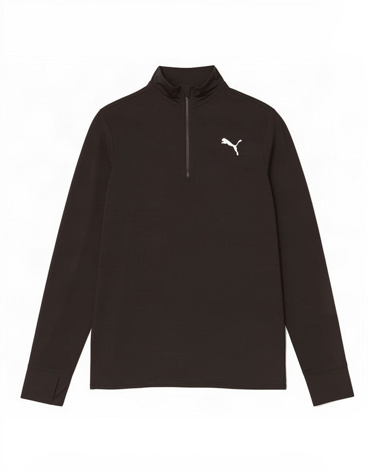 Puma Herre Zip Neck Pullover Træningsdragt Top Medium Sort Polyester