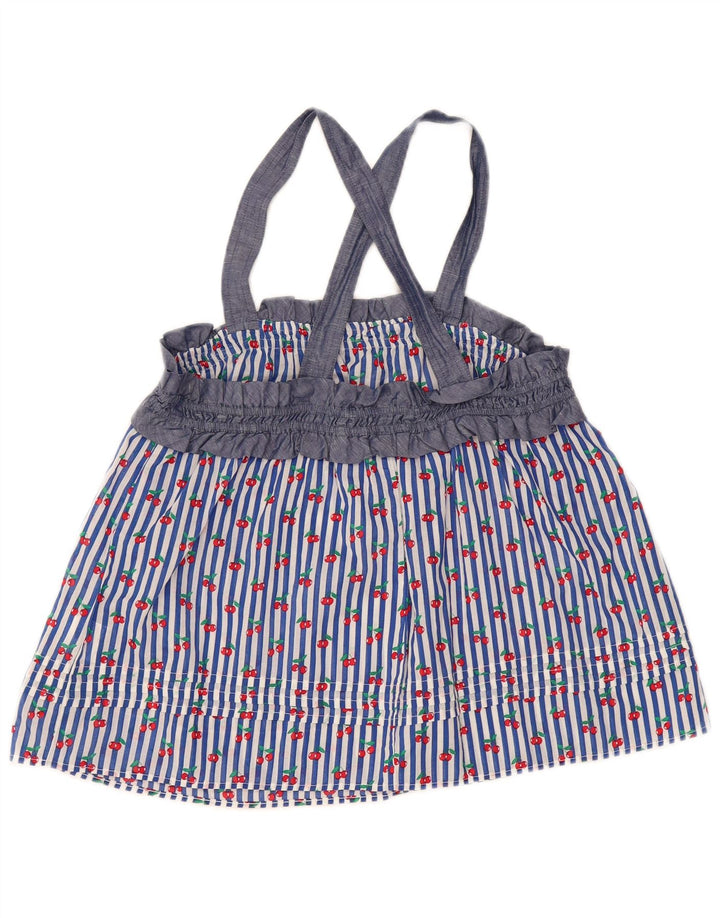 Benetton Dame Crop Cami Top UK 14 Mellem blå stribet bomuld