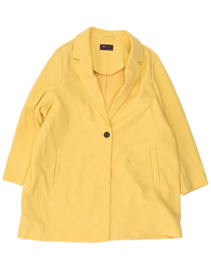 Marks & Spencer Dame Overfrakke UK 24 4XL Gul Bomuld