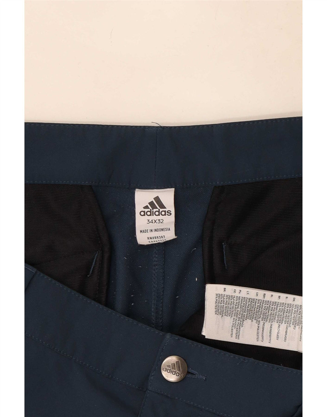 Adidas Slim Chino-bukser til mænd W34 L32 Marineblå polyester