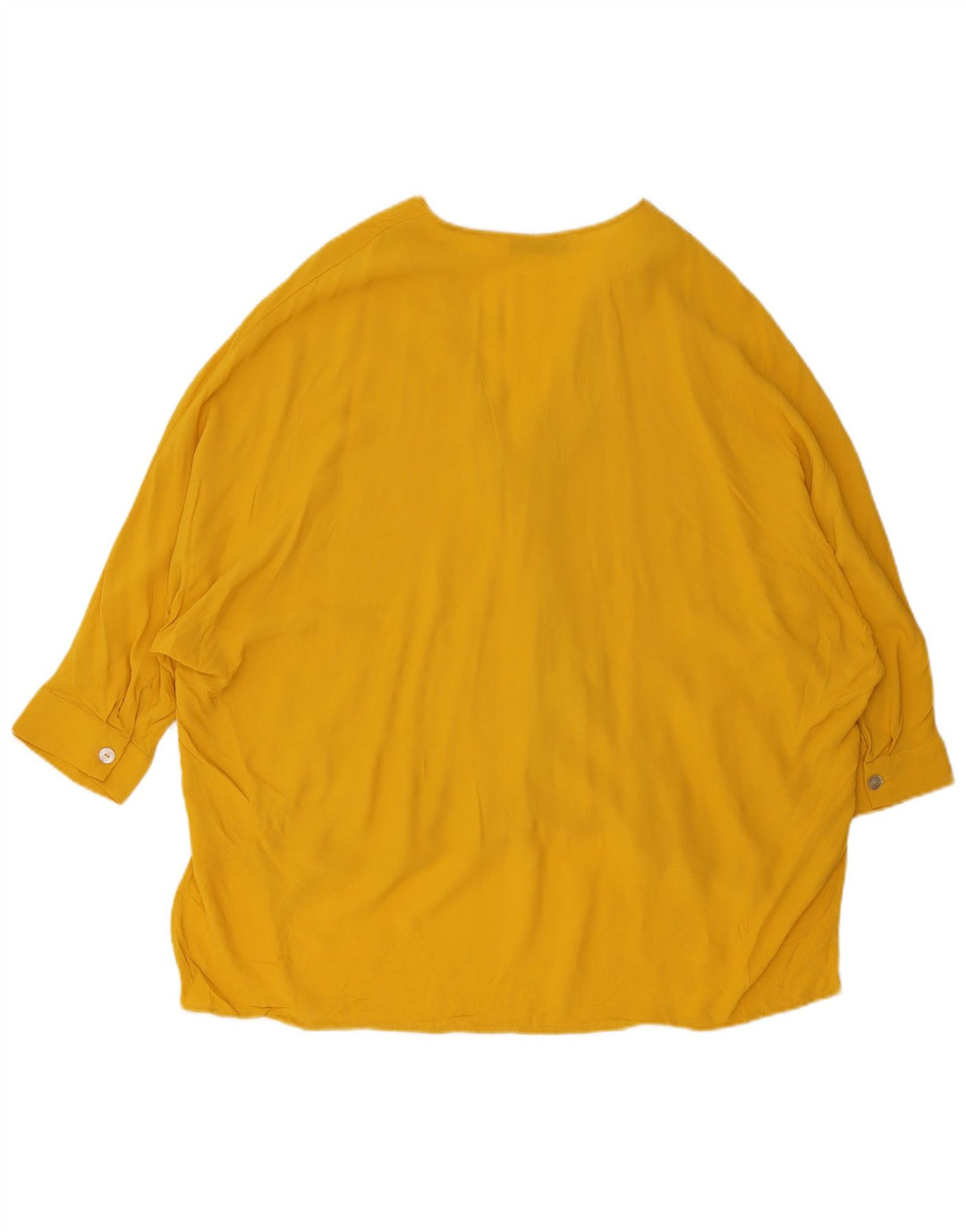 Zara Dame 3/4 ærmet oversize bluse Top UK 14 Medium Gul
