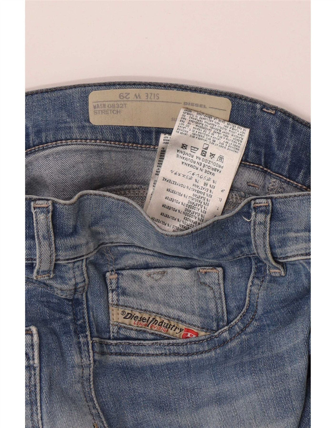 Diesel Dame Distressed Super Slim Jeans W29 L28 Blå Bomuld