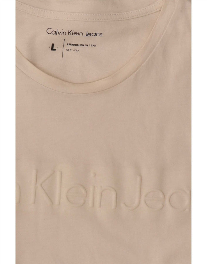 Calvin Klein Jeans Herre Grafisk T-Shirt Top Stor Hvid