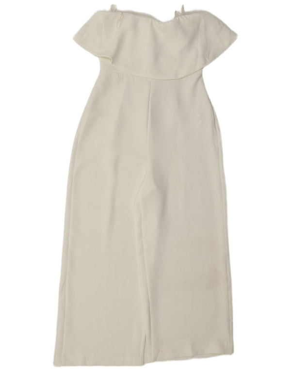 Zara Dame Stropløs Jumpsuit UK 8 Small White Polyester