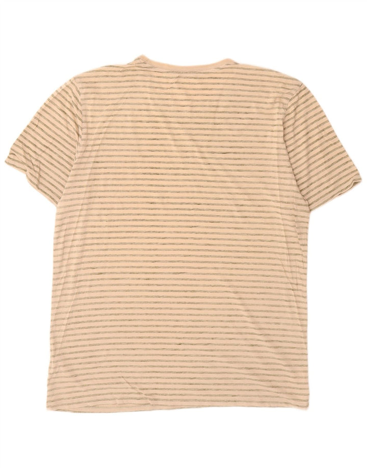 Nike T-shirt top til mænd, stor beige stribet bomuld