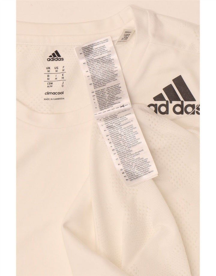Adidas Herre T-Shirt Top Medium White Polyester