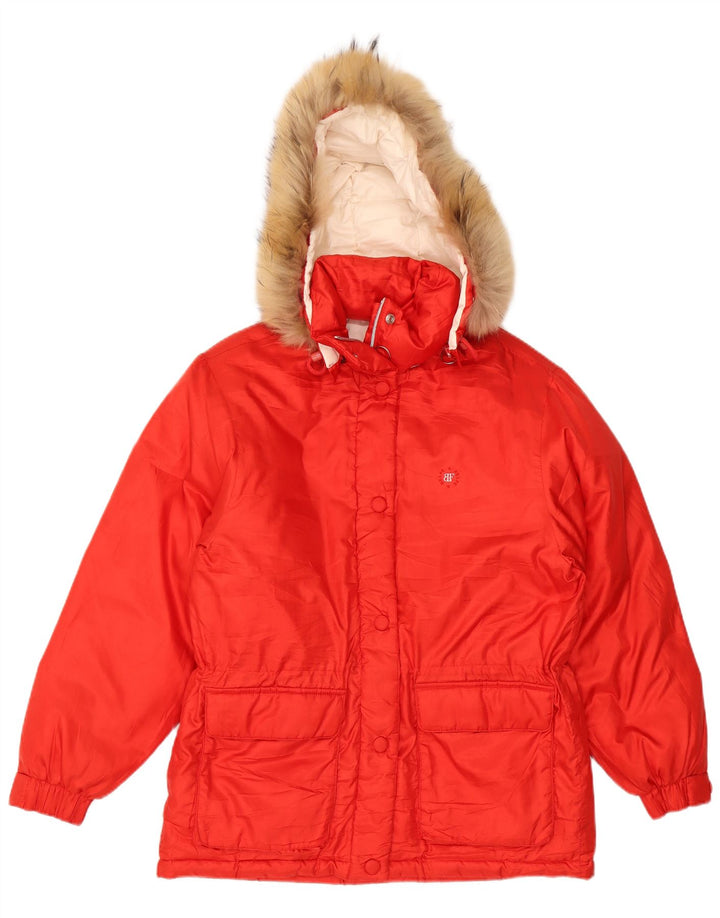 Belfe & Dame Hætte Oversized Polstret Jakke IT 46 Stor Rød Polyester