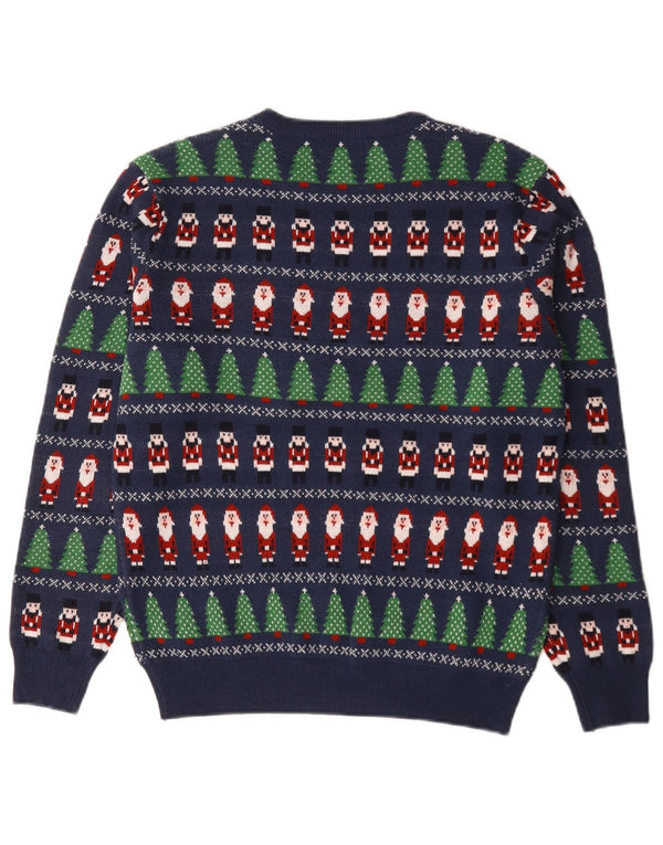 Marks & Spencer Herre sweater med rund hals, lille blå geometrisk