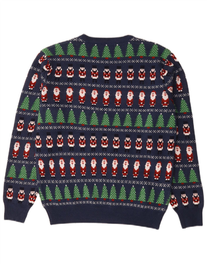 Marks & Spencer Herre sweater med rund hals, lille blå geometrisk