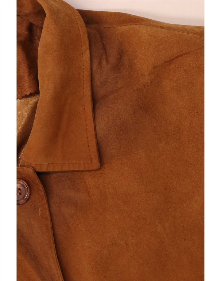 Vintage kvinders oversize læderfrakke UK 20 2XL brunt læder