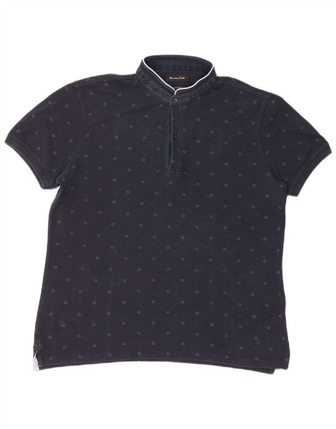 Massimo Dutti Herre Polo Shirt Large Navy Blue Plettet